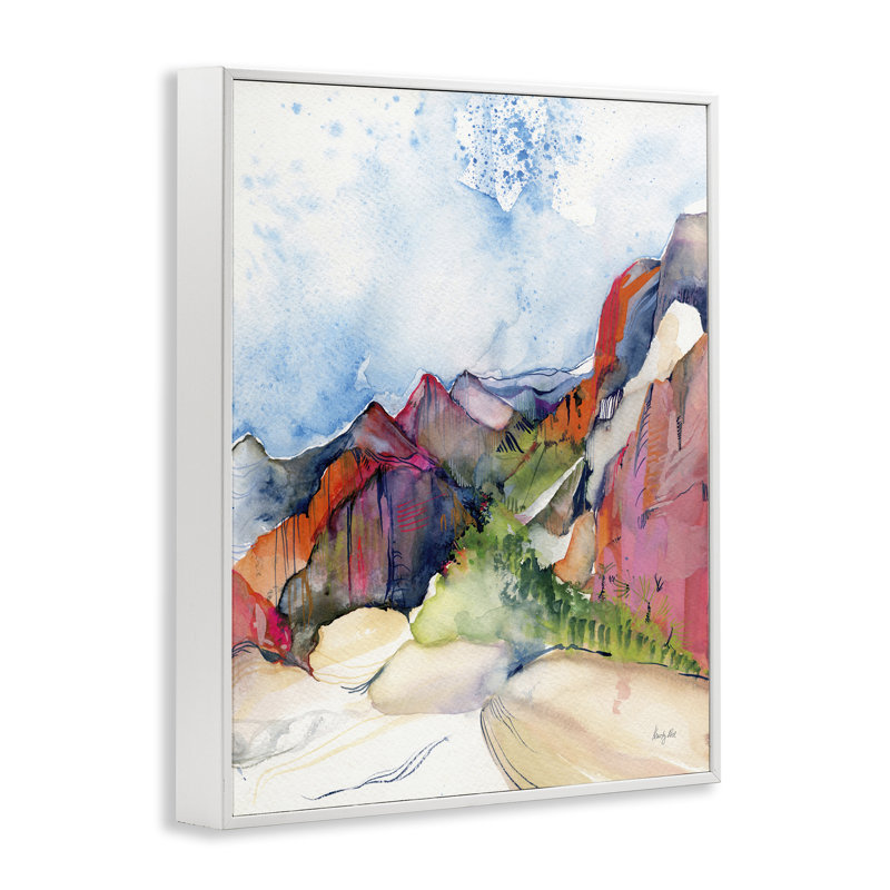  «Desert Days Abstraction Giclee Art» par Kristy riz, H 20 po x l 16 po, Giclée encadrée blanc bord de mer