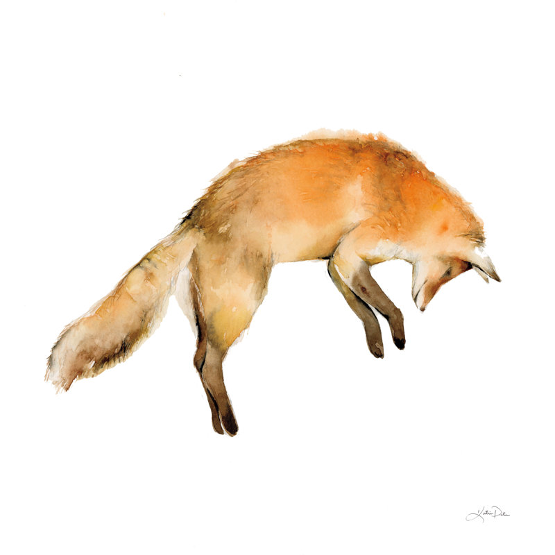 Jumping Fox On White by Katrina Pete - Wrapped Canvas Print, 76cm H x 76cm W