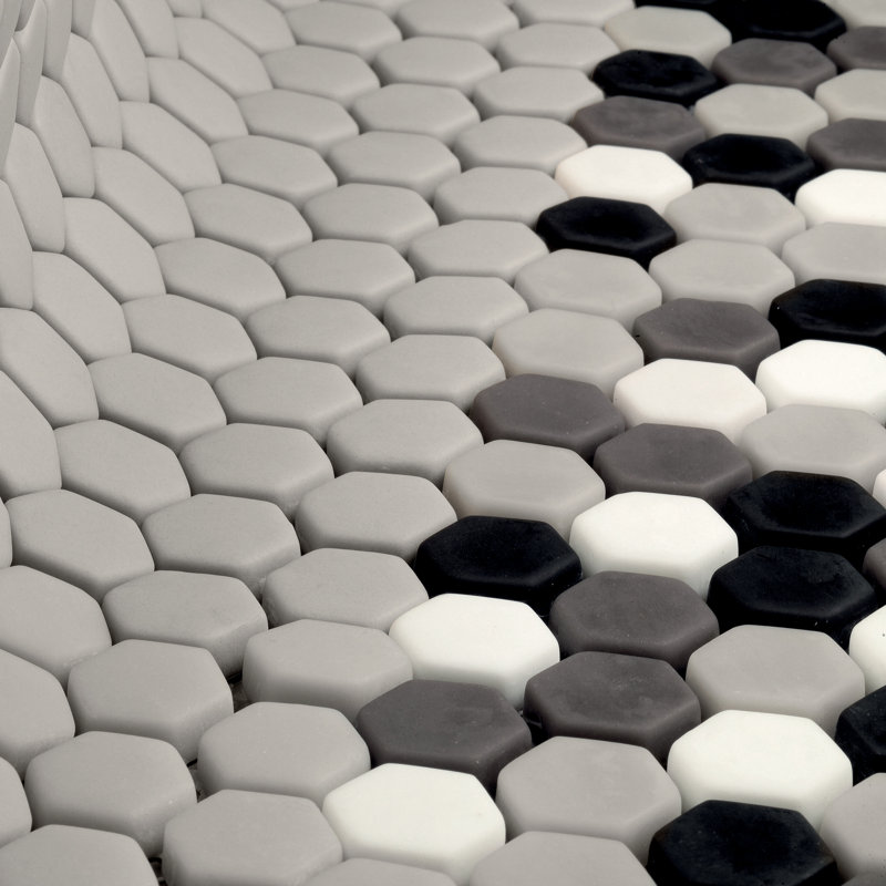 Milano 12" X 12" Glass Hexagon Mosaic Pattern Wall & Floor Tile, Black