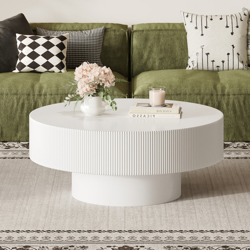 Table basse ronde simple, Blanc
