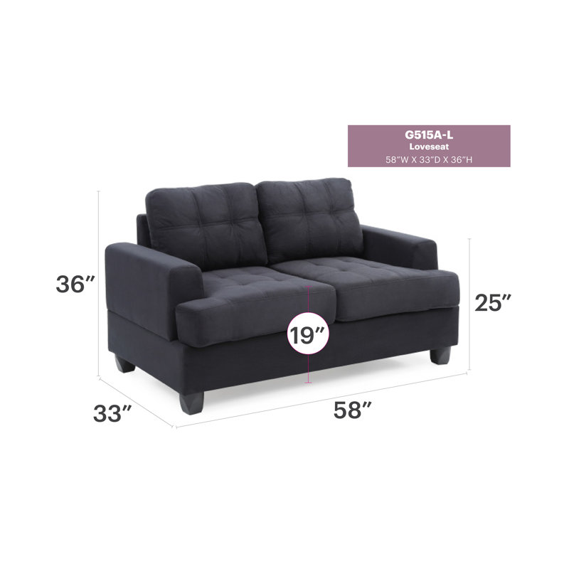 Transitional Loveseat For Two, Black