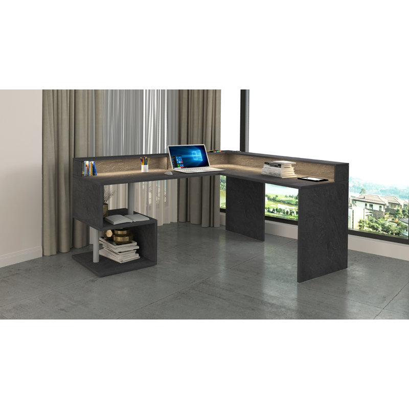 Nang L-Shaped Computer Desk, Grey