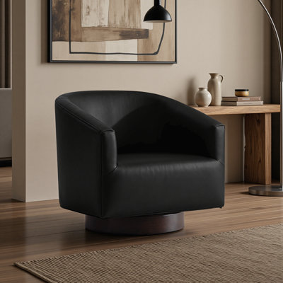 31.1" W Upholstered Swivel Barrel Chair