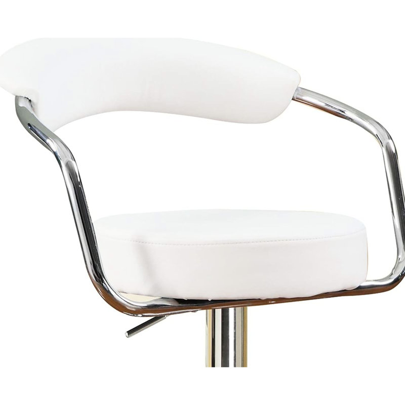 Tabouret réglable pour la salle à manger avec base et siège rembourré en similicuir, Blanc