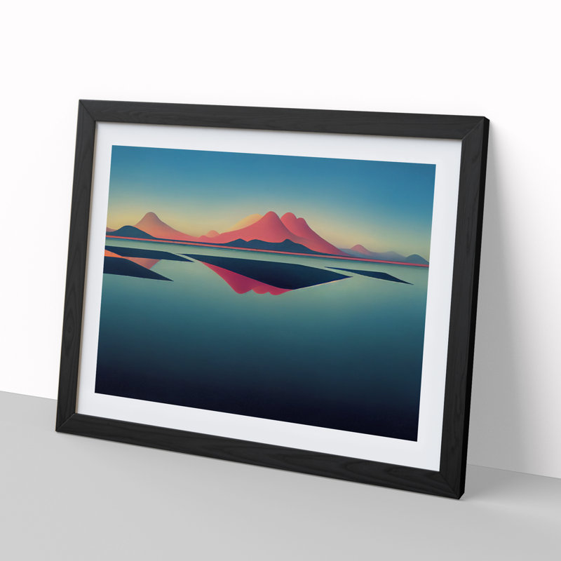 XH1022-6140X Modern Mountain Lake Vol.3 1 Piece Single Picture Frame Wall Art, 25cm H x 34cm W x 2cm D, Black