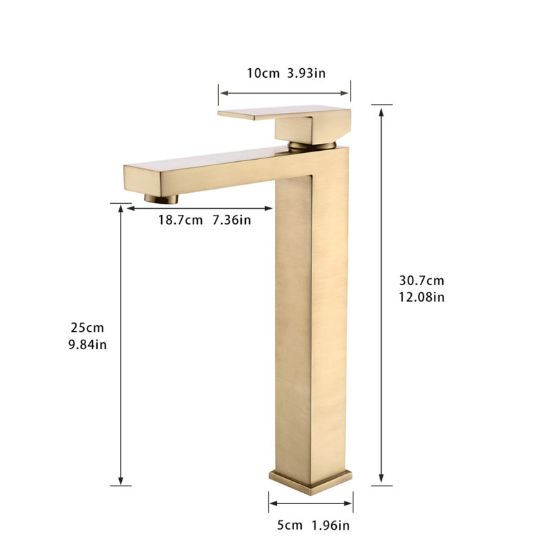 Single Handle Brass Bathroom Sink Faucet, Brushed Gold