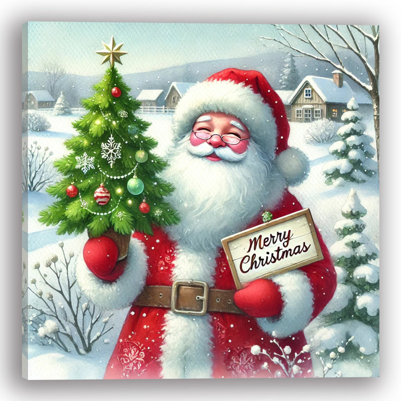 «Santa's Greeting: Christmas Eve», art mural sur toile, H 12 po x l 12 po