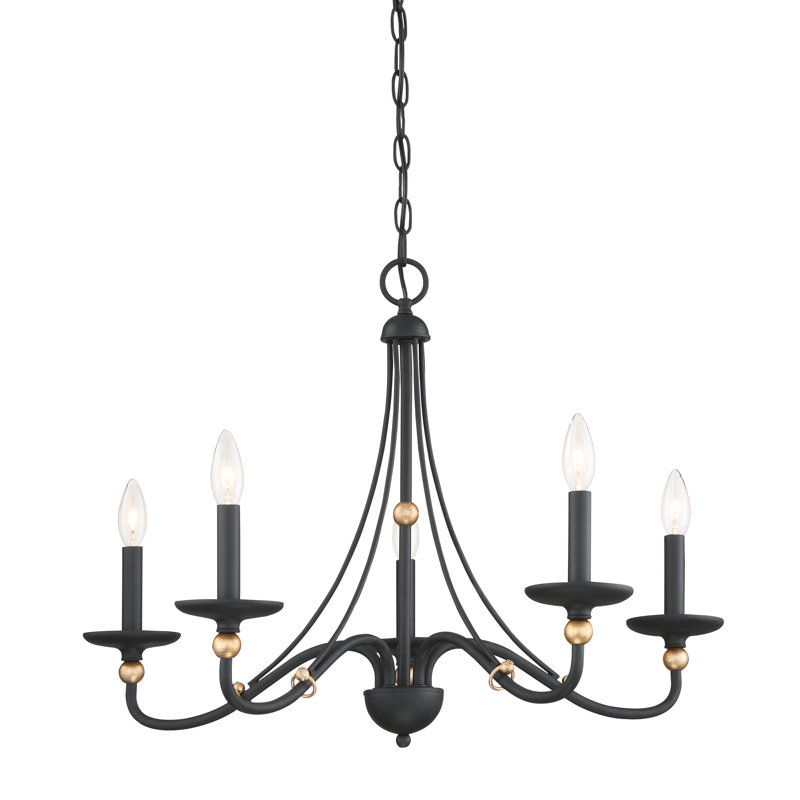Everly Quinn Westchester County Sand Coal With Skyline Gold Chandelier, 20.75" H x 34" W x 34" D