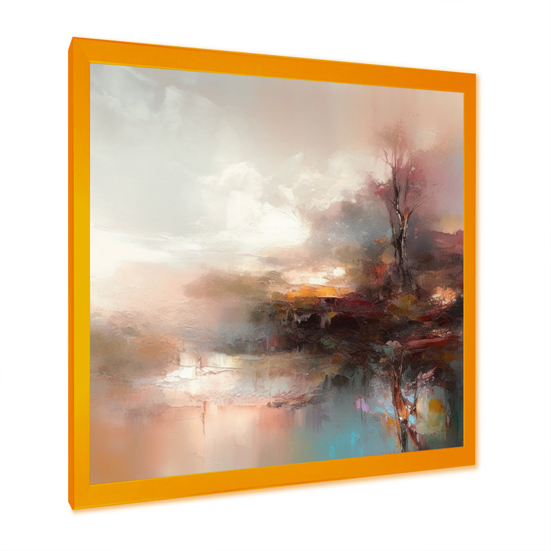 «Brown Abstracted Nature IV», art mural abstrait, H 16 po x l 16 po x P 1 po, Impression dorée sur toile encadrée