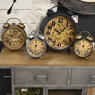 Vintage Moving Gear Clock in Antique Brass – 10"x13" Mantel/Table Accent (No Alarm)