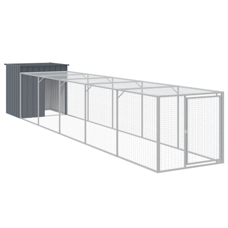 Poulailler avec grillage Ebelina, Gris anthracite, H 43,3 po x l 43,3 po x P 239,8 po