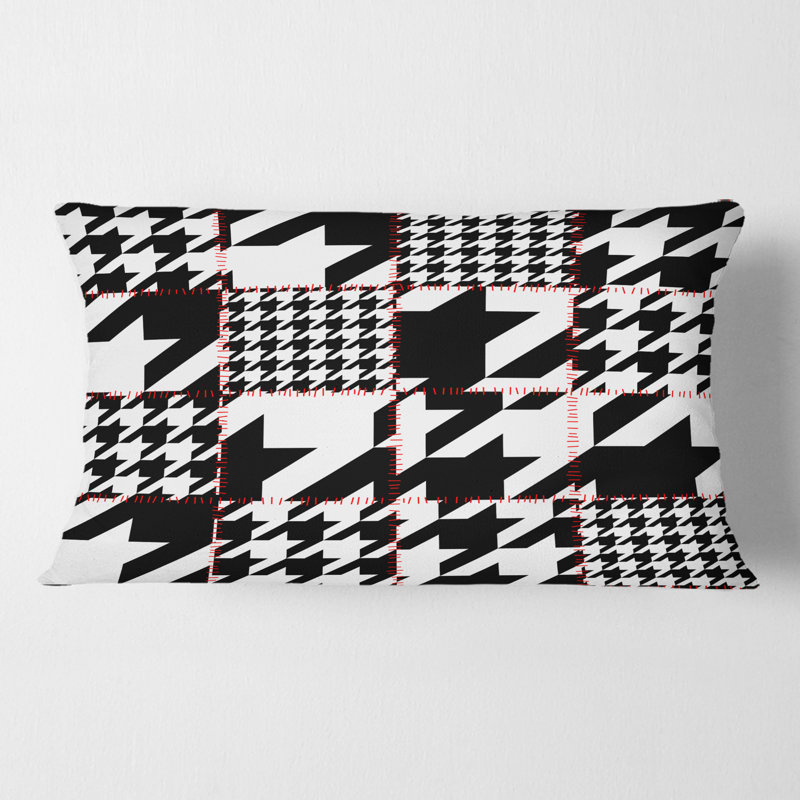 Coussin classique à motif pied-de-poule classique Mid-Century