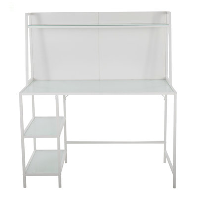 Geo Tier Contemporary Desk In  Metal And Frosted Glass By Lumisource Ideal For Office Or Study In Bedroom Or Living Room