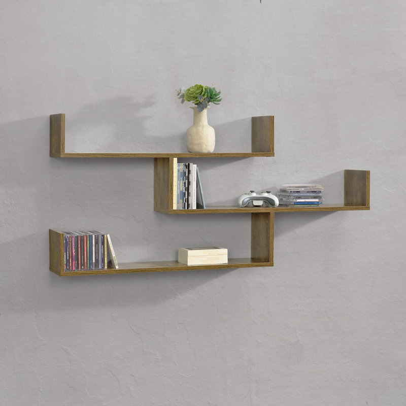 Briery 3 Piece Floating Shelf, Dark wood