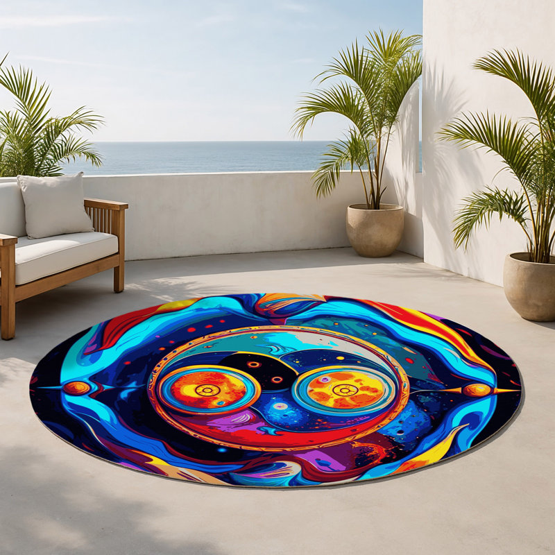 Tapis optique pour l'intérieur et l'extérieur, Rond 5 pi