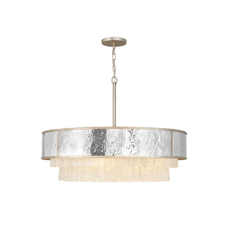 Reverie 8 - Light Unique Drum Chandelier, 26" H x 36" W x 36" D