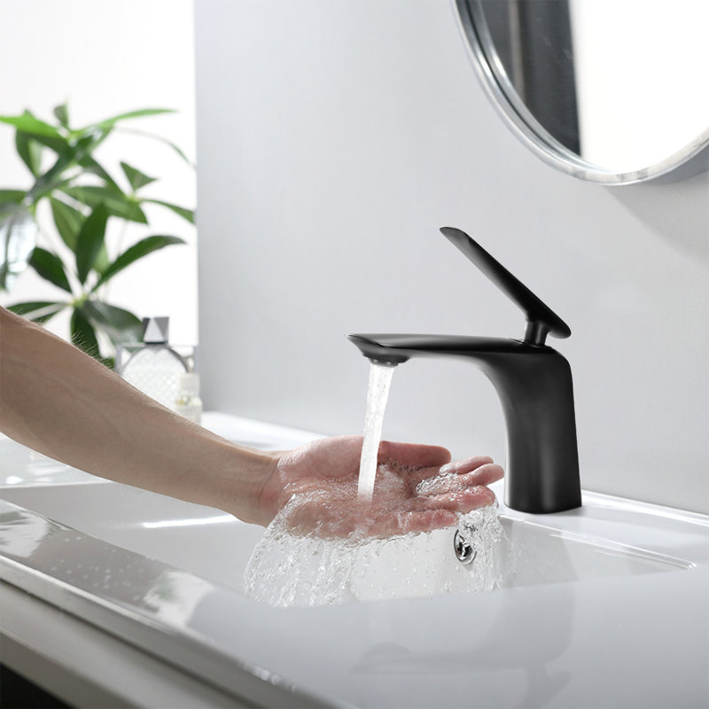 Robinet pour salle de bain à poignée simple Topcraft, Noir mat