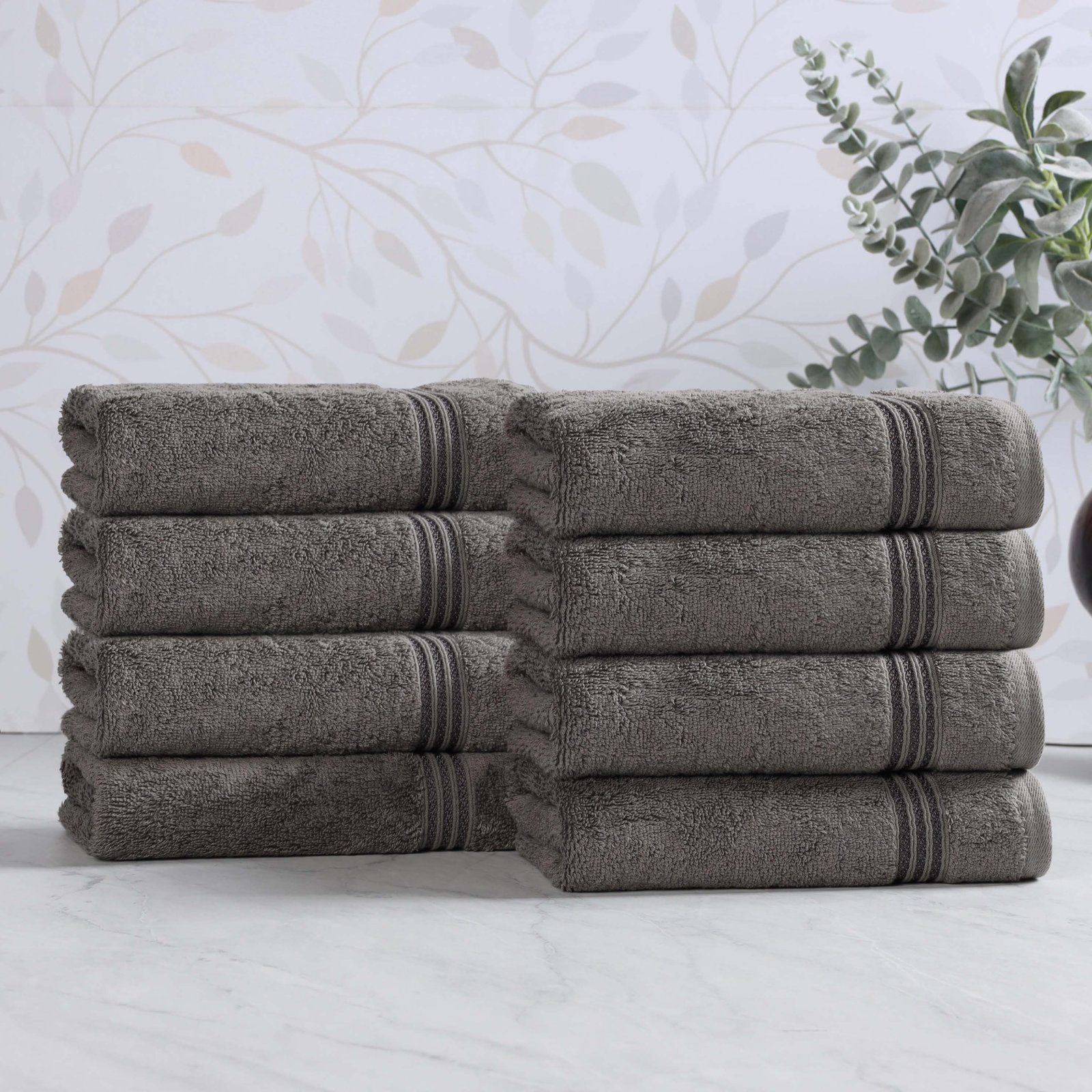 Oleg Egyptian Cotton Hand Towel Set, Charcoal