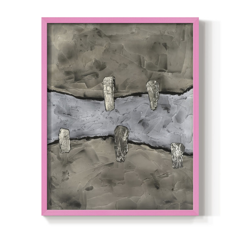 «Stonemasonry II», reproduction encadrée - bois massif, Rose, H 15 po x l 12 po