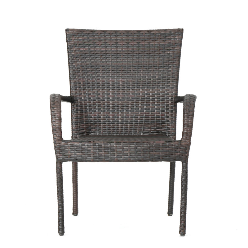 PE WICKER STACKING CHAIR, 1PC, Brown, 1