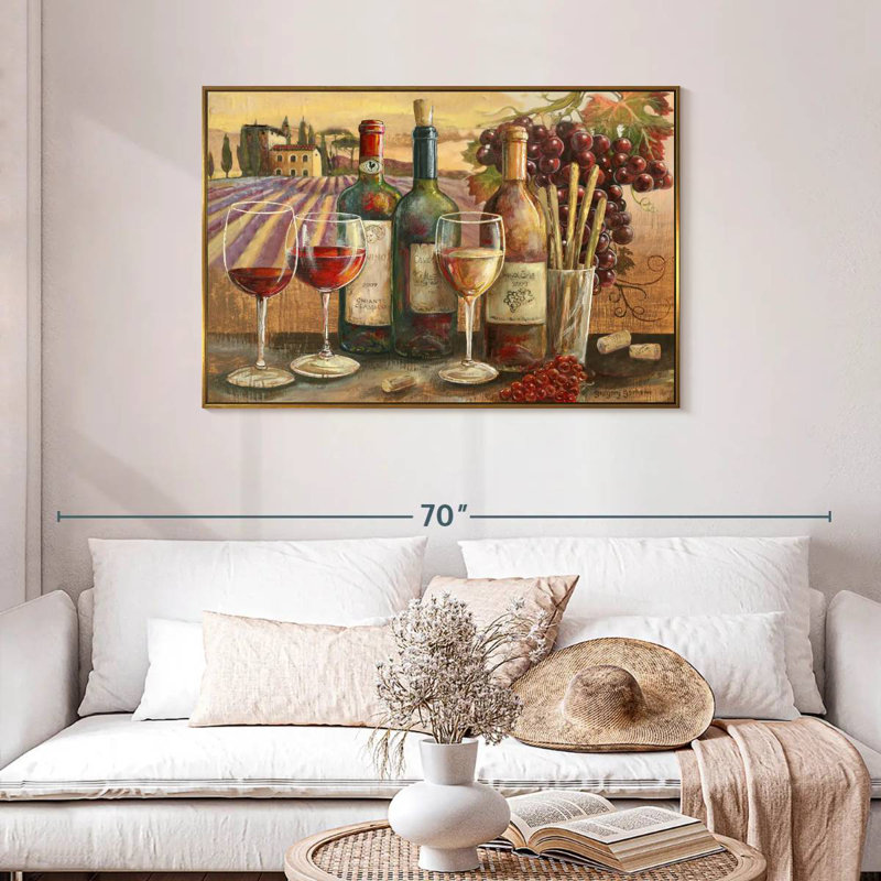 Vignes, Cadre flottant doré, 43 po x 29 po
