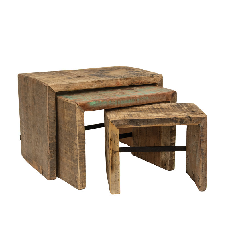 Ensemble de 3 contremarches en bois récupéré