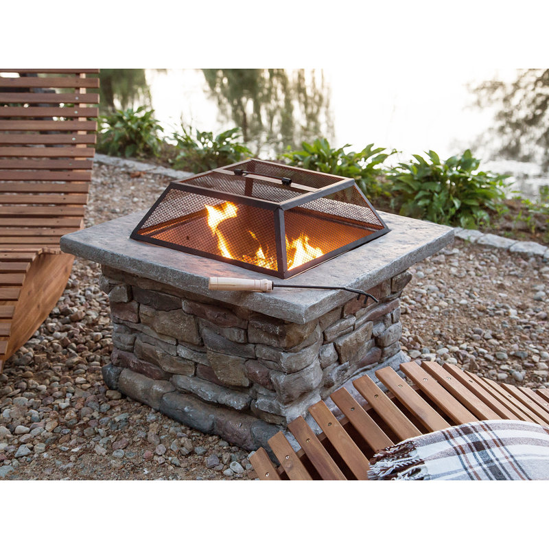 Rectangle Stone Wood Burning Smokeless Fire Pit