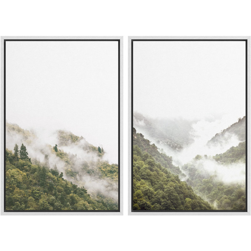Forêt, forêt, montagne, vue aérienne, brouillard, vert, forêt, nature, paysage rustique, H 36 po x l 48 po, Blanc