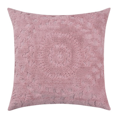 Taie décorative 100% coton en chenille de Rio Collection, conception en médaillon, housse de coussin décorative douce et respirante, certifié OEKO-TEX, lavable à la machine, toutes saisons, 26 po x 26 po, rose