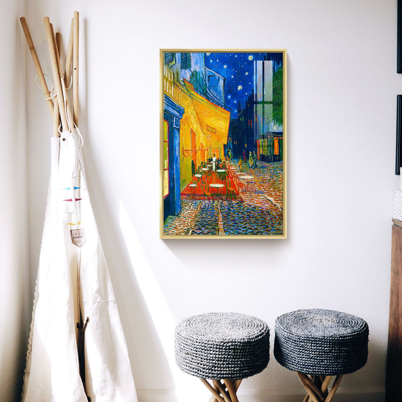 «Hopewell Cafe Terrace in Arles at Night» par Vincent Van Gogh, reproduction d'art sur toile, H 24 po x l 16 po x P 1,3 po