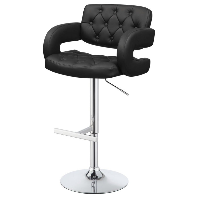 Black And Chrome Adjustable Bar Stool