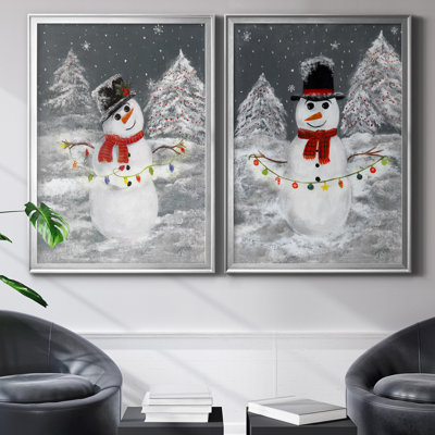 Festive Snowman I - ensemble de 2 reproductions d'art