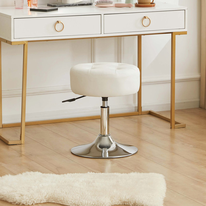 Tabouret de coiffeuse pivotant réglable Highfill, Blanc
