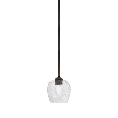 Zilo Stem Hung Mini Pendant Shown In Dark Granite Finish With 6" Glass