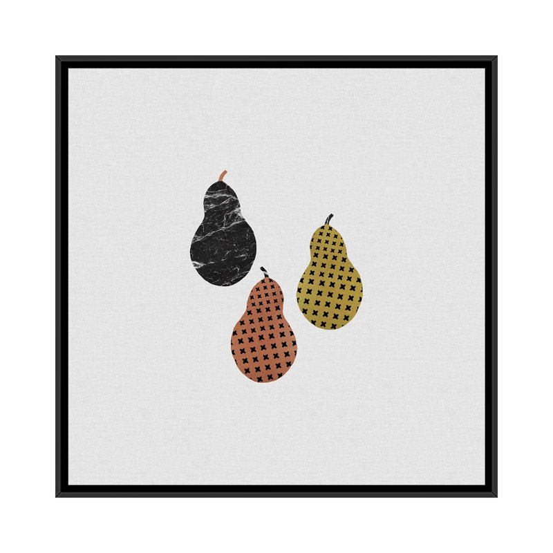 «Scandi Pears», impression sur toile, H 18 po x l 18 po x P 1,5 po, Toile avec cadre noir, Pas de tapis