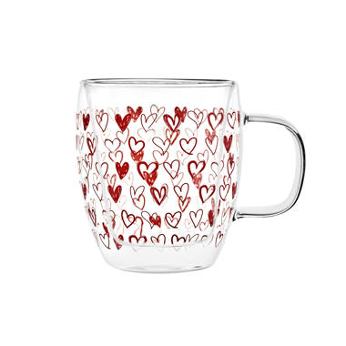 Godinger Double Walled Heart Coffee Mug, Set of 2