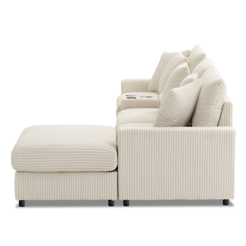 Canapé modulaire avec haut-parleurs Bluetooth, canapé en L avec console