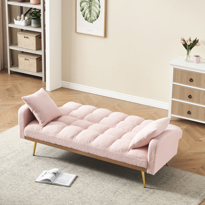 Lit rose de 69 pouces avec fonction réglable à trois vitesses pour petit salon, tissu, cadre amovible en bois massif et artificiel, 2 sièges, rembourrage en mousse, matériau de conception moderne, convertible,
