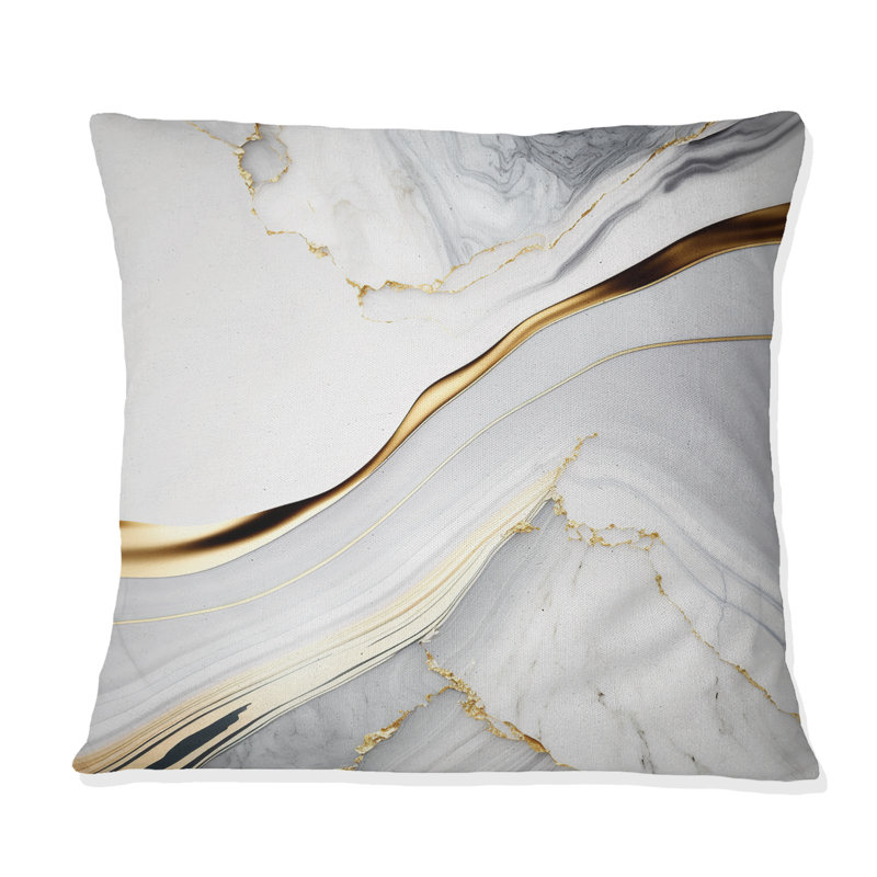 Abstract Geode Waves Grey IV - coussin imprimé, H 16 po x l 16 po