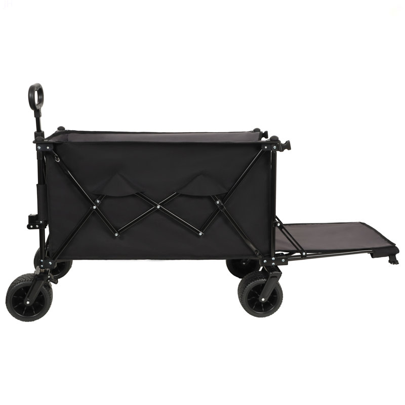 Chariot pliable avec hayon rallongé, chariot de rallonge de chariot extra long, chariot de chariot de plage robuste 480 lb avec de grandes roues tout-terrain