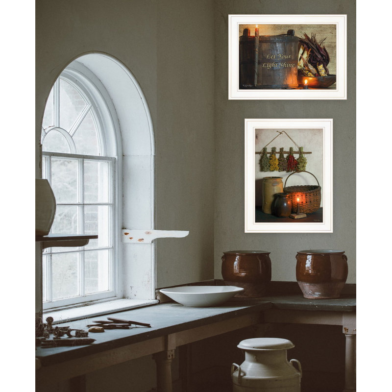«Let Your Light Shine», ensemble de 2 vignettes encadrées pour la décoration murale par Susie Boyer