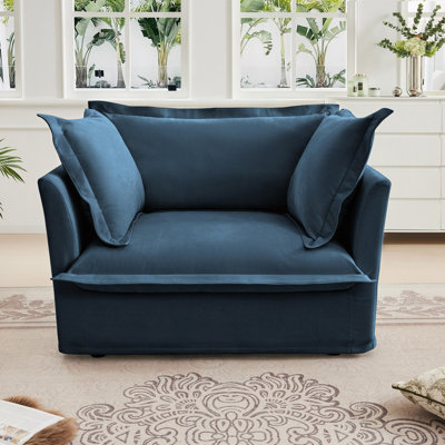 Fauteuil à housse avec 1 grand coussin de dossier et 2 grands coussins décoratifs, canapé-lit simple à siège profond confortable, plusieurs coussins moelleux, tissu chenille