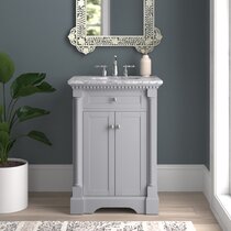 Stufurhome Clarkson Grey 24.25 Inch Corner Bathroom Vanity with