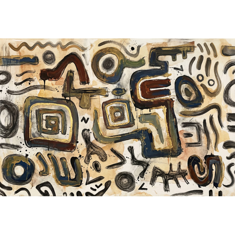 Painterly Wallpaper Abstract Geometric Wall Mural, 100"x96", Peel and Stick
