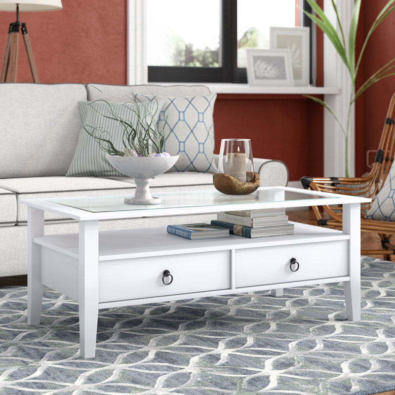 Provence coffee table with storage space, White