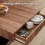 Table de salle à manger pour table de cuisine de ferme en bois de 6, 55 pouces avec tablette de rangement à 2 niveaux et 2 tiroirs, table de salle à manger rectangulaire moderne pour appartement Home Small Space, bois noir