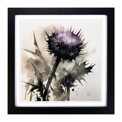 Thistle Ink Wash - Framed Print