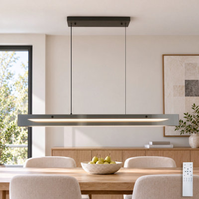 Luminaire suspendu pour îlot de cuisine moderne en verre à 1 lumière DEL avec télécommande