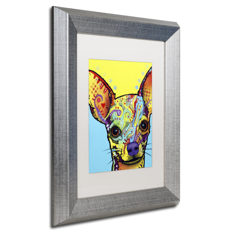 « chihuahua », impression, H 14 po x l 11 po x P 0,5 po, Cadre argenté, Blanc