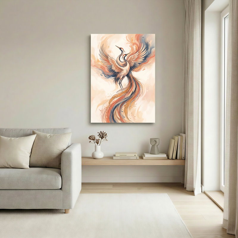 Ensemble de 1 tableau sur toile représentant une grue phénix, 24"H x 16"W, Wrapped Canvas
